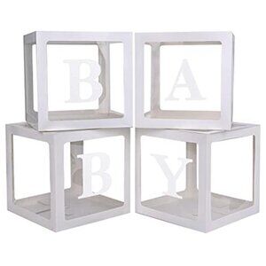 baby shower balloon boxes 4 pcs clear letter blocks gender reveal party decor